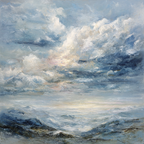 Abstrakte Landschaft Mit Wolkenhimmel Und Sanften Farbtupfern | Himmel und Wolken | Natur