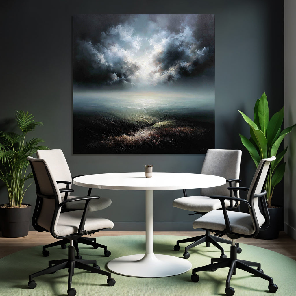 Dramatische Atmosphärische Meerlandschaft Mit Stimmungsvollem Himmel