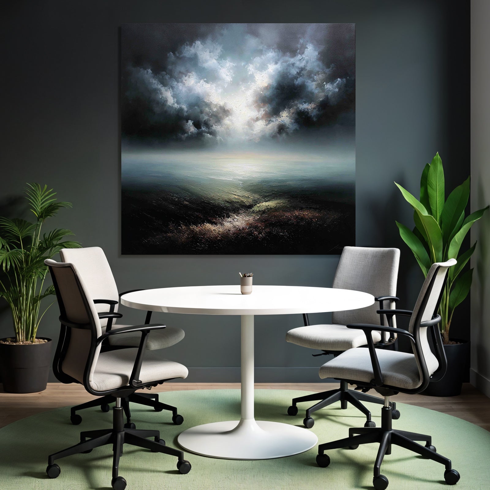 Dramatische Atmosphärische Meerlandschaft Mit Stimmungsvollem Himmel