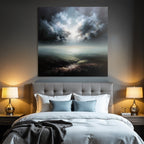 Dramatische Atmosphärische Meerlandschaft Mit Stimmungsvollem Himmel