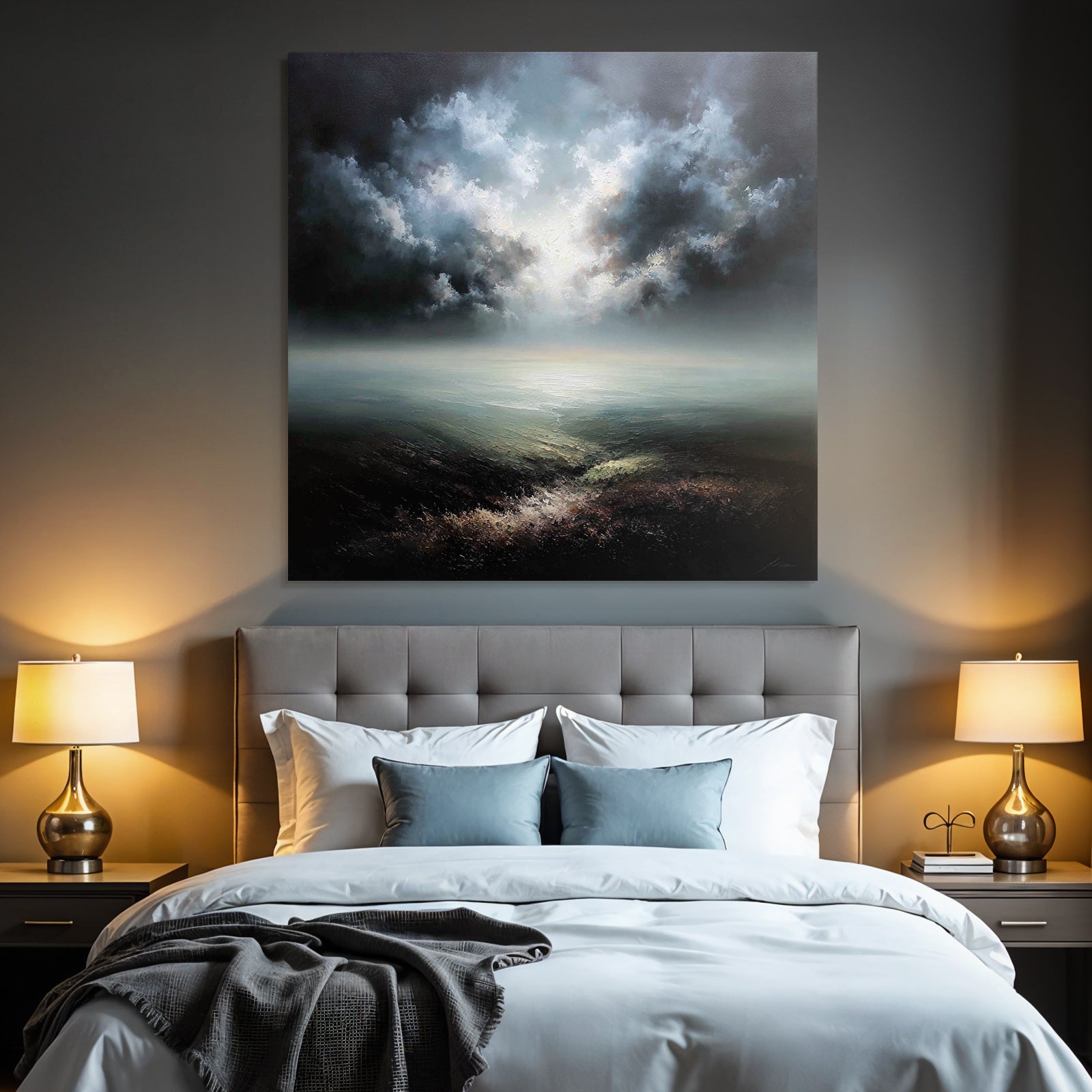 Dramatische Atmosphärische Meerlandschaft Mit Stimmungsvollem Himmel
