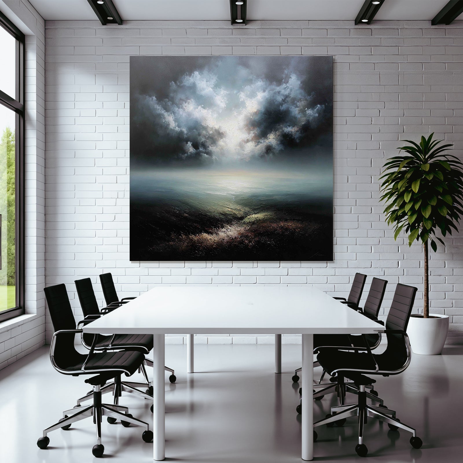 Dramatische Atmosphärische Meerlandschaft Mit Stimmungsvollem Himmel