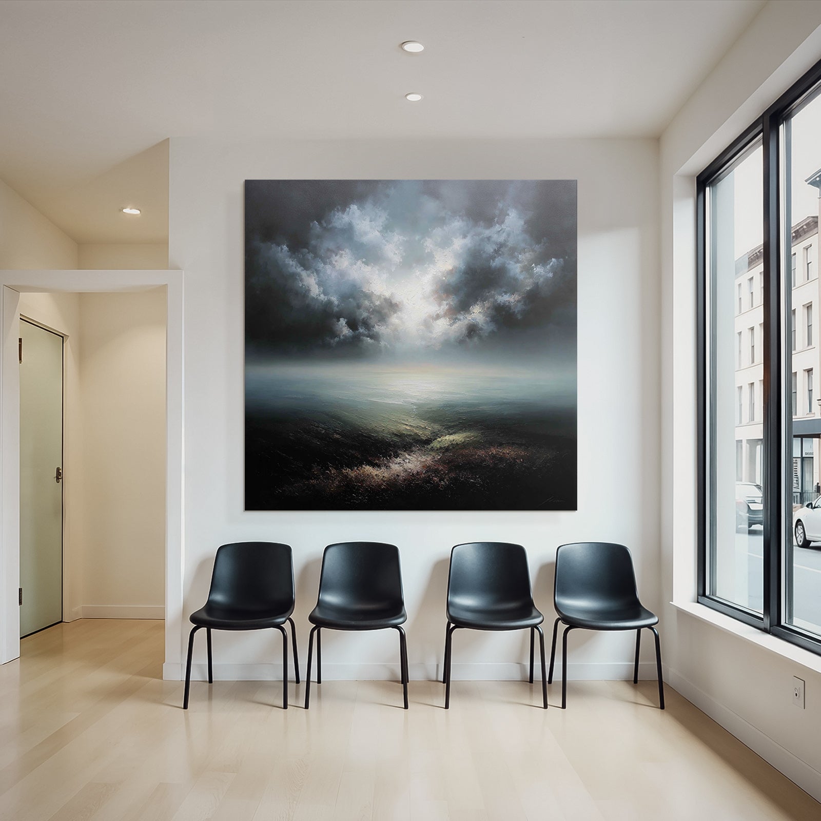 Dramatische Atmosphärische Meerlandschaft Mit Stimmungsvollem Himmel