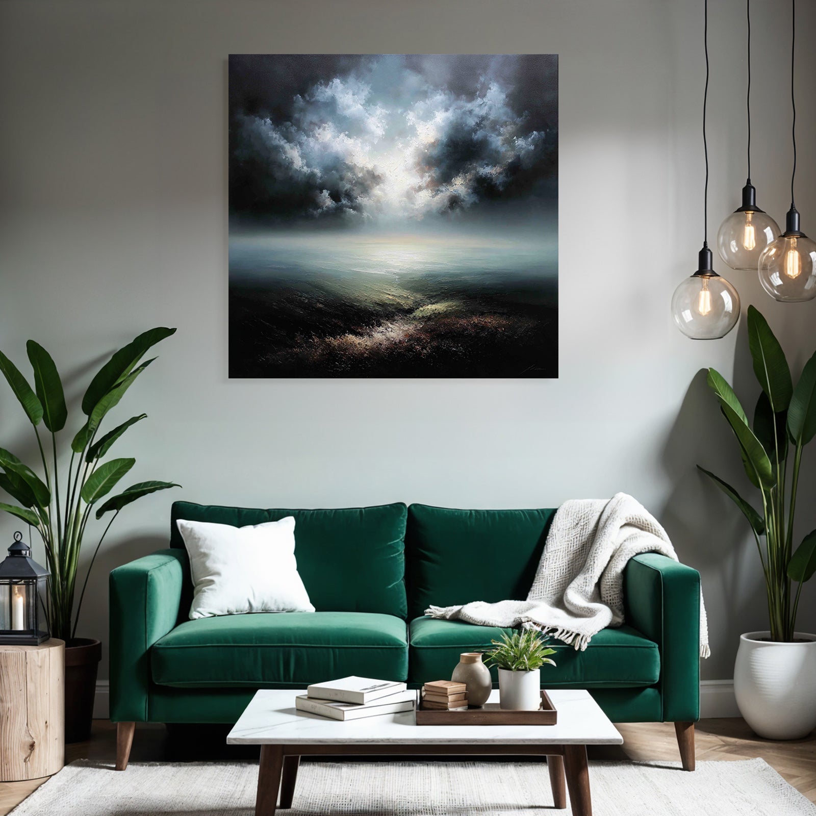 Dramatische Atmosphärische Meerlandschaft Mit Stimmungsvollem Himmel