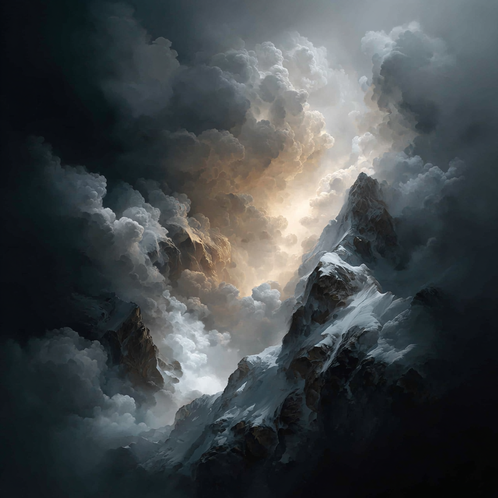 Dramatische Gebirgskulisse Mit Wolkenschleier Und Lichtspielen | Himmel und Wolken | Natur