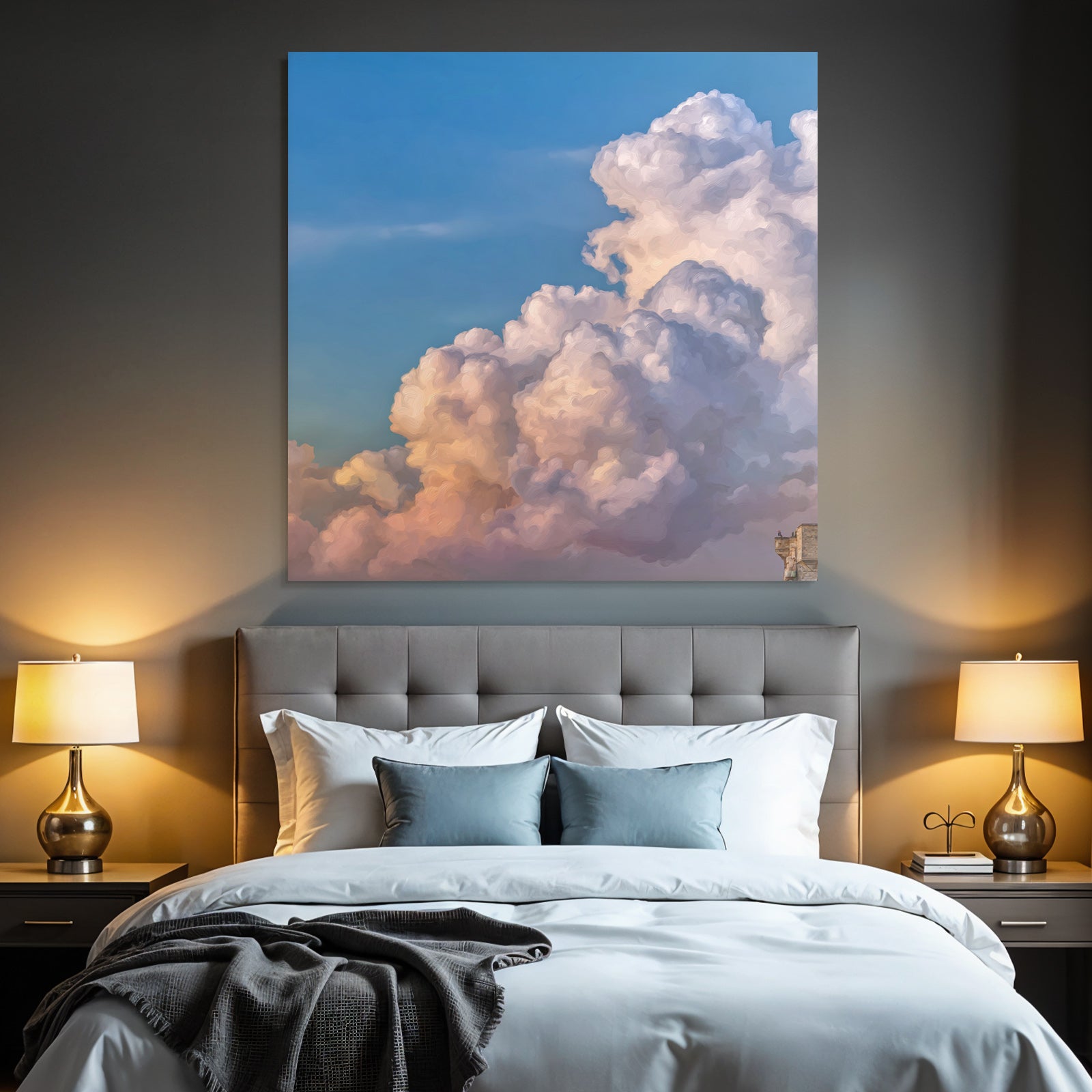 Flauschige Wolken Im Sanften Abendhimmel