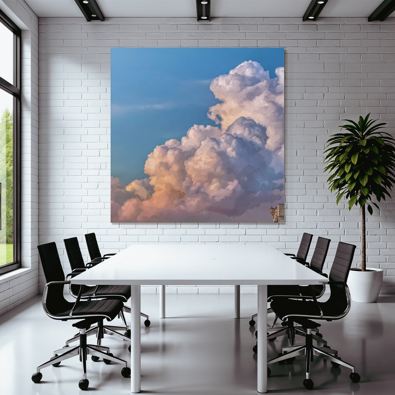 Flauschige Wolken Im Sanften Abendhimmel