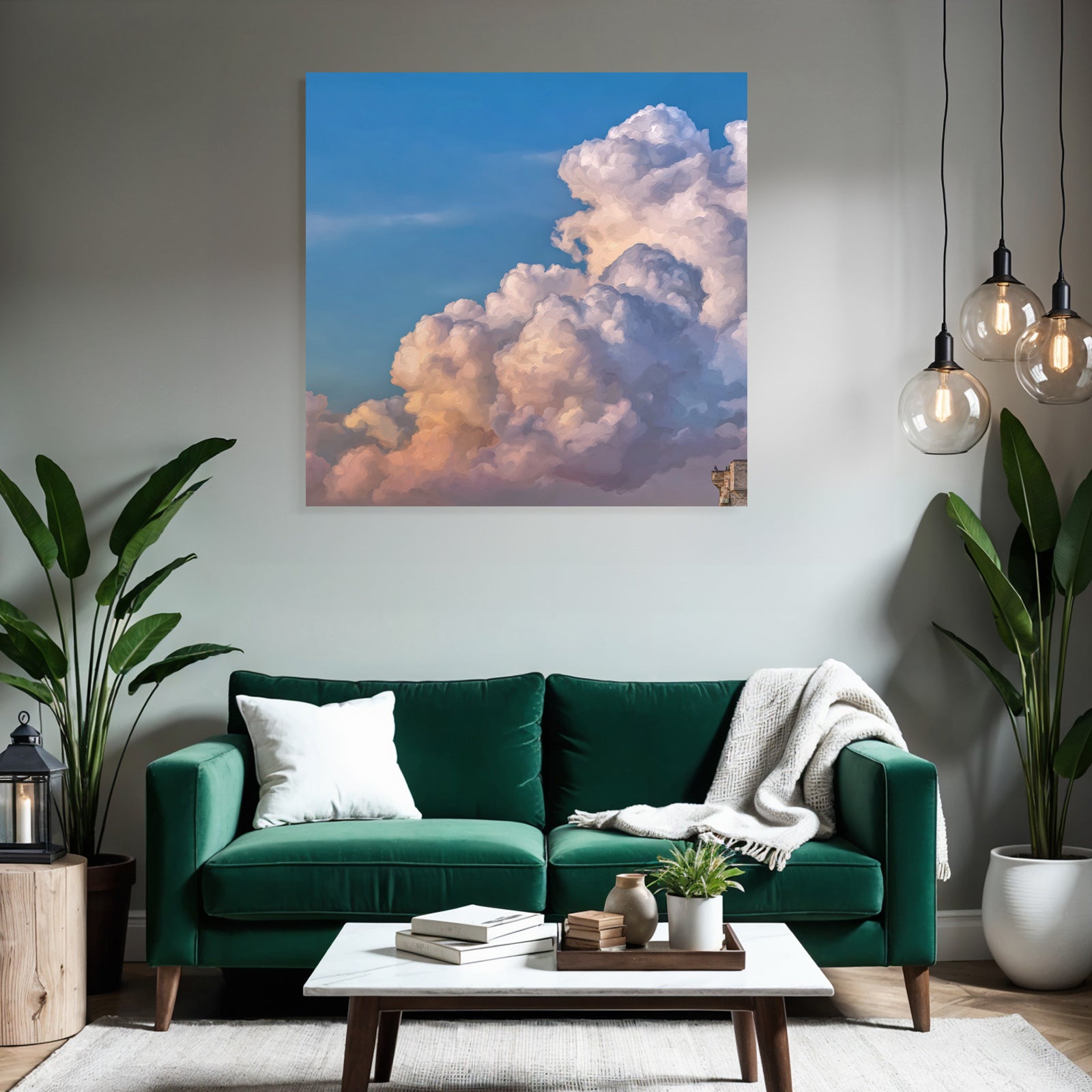 Flauschige Wolken Im Sanften Abendhimmel