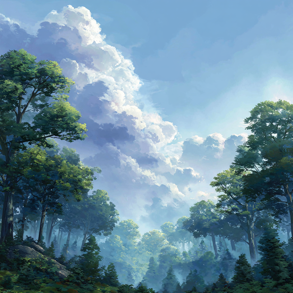 Idyllische Landschaft Mit Grünen Bäumen Und Wolkenhimmel | Himmel und Wolken | Natur