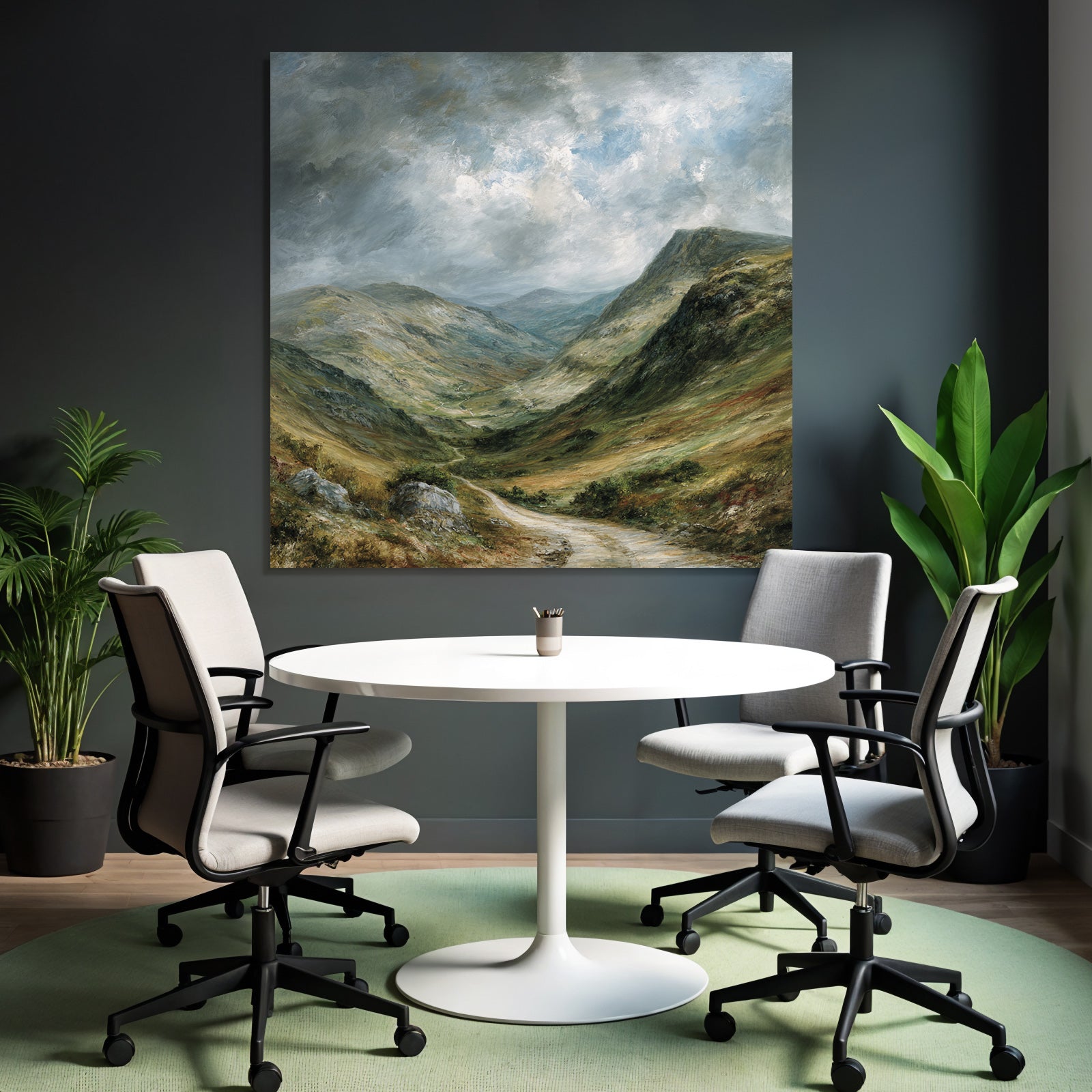Landschaftstal Mit Bergen Und Wolken