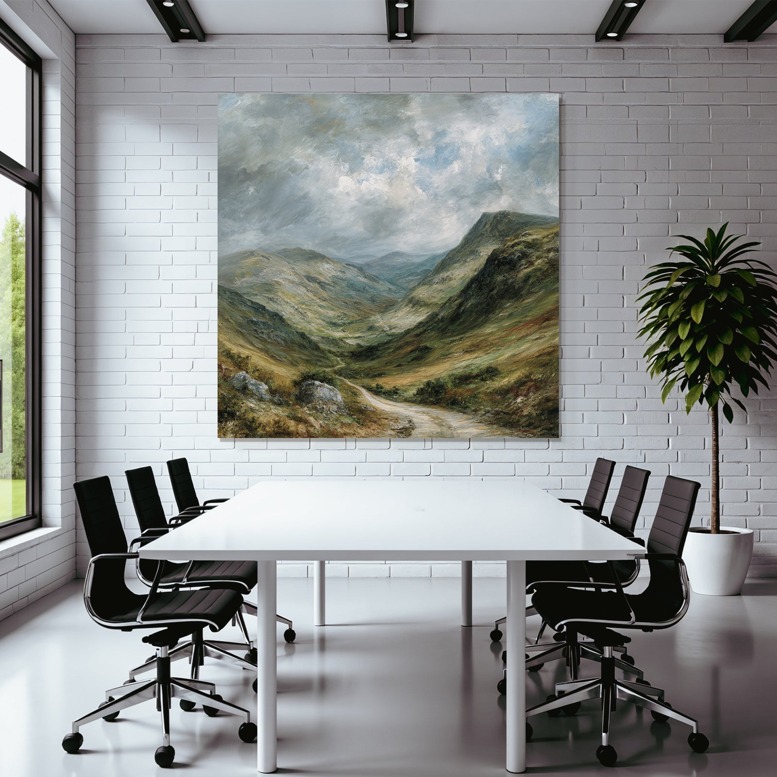 Landschaftstal Mit Bergen Und Wolken