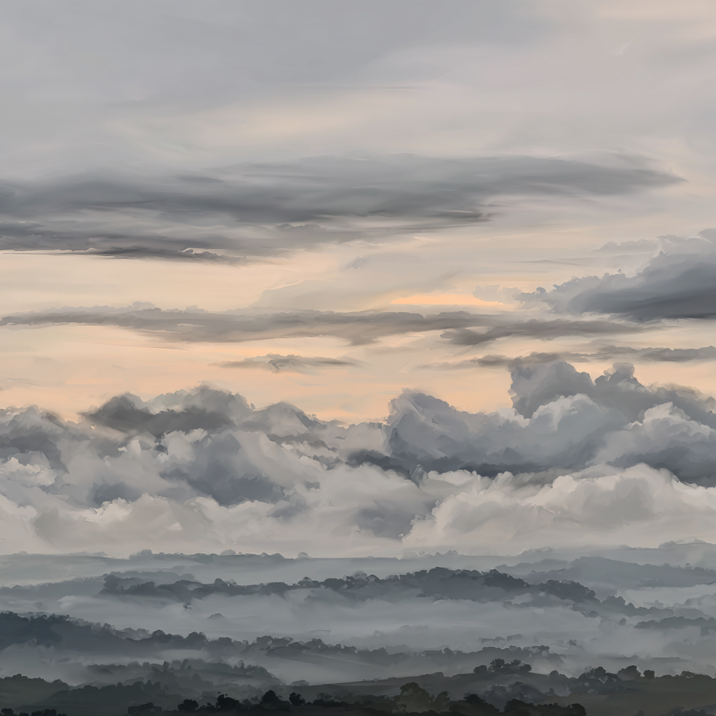 Malerische Sicht Mit Nebel Über Hügeln Und Pastellfarbenem Himmel | Himmel und Wolken | Natur