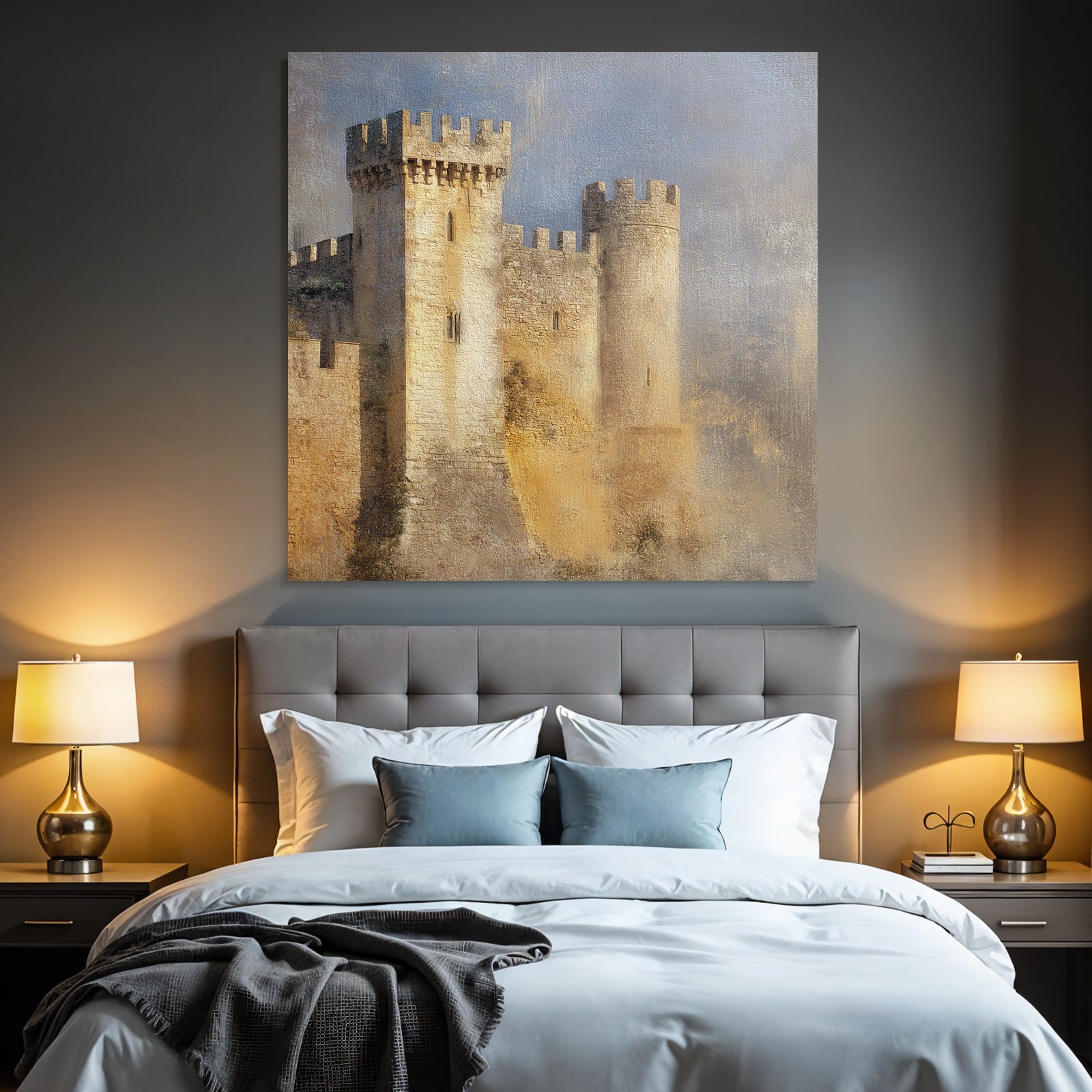 Steinernes Schloss Mit Türmen Und Alter Atmosphäre