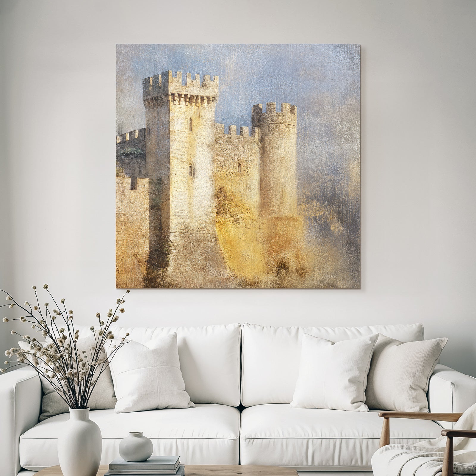 Steinernes Schloss Mit Türmen Und Alter Atmosphäre