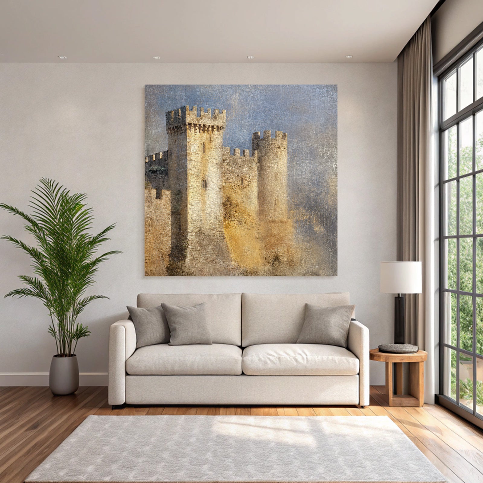 Steinernes Schloss Mit Türmen Und Alter Atmosphäre