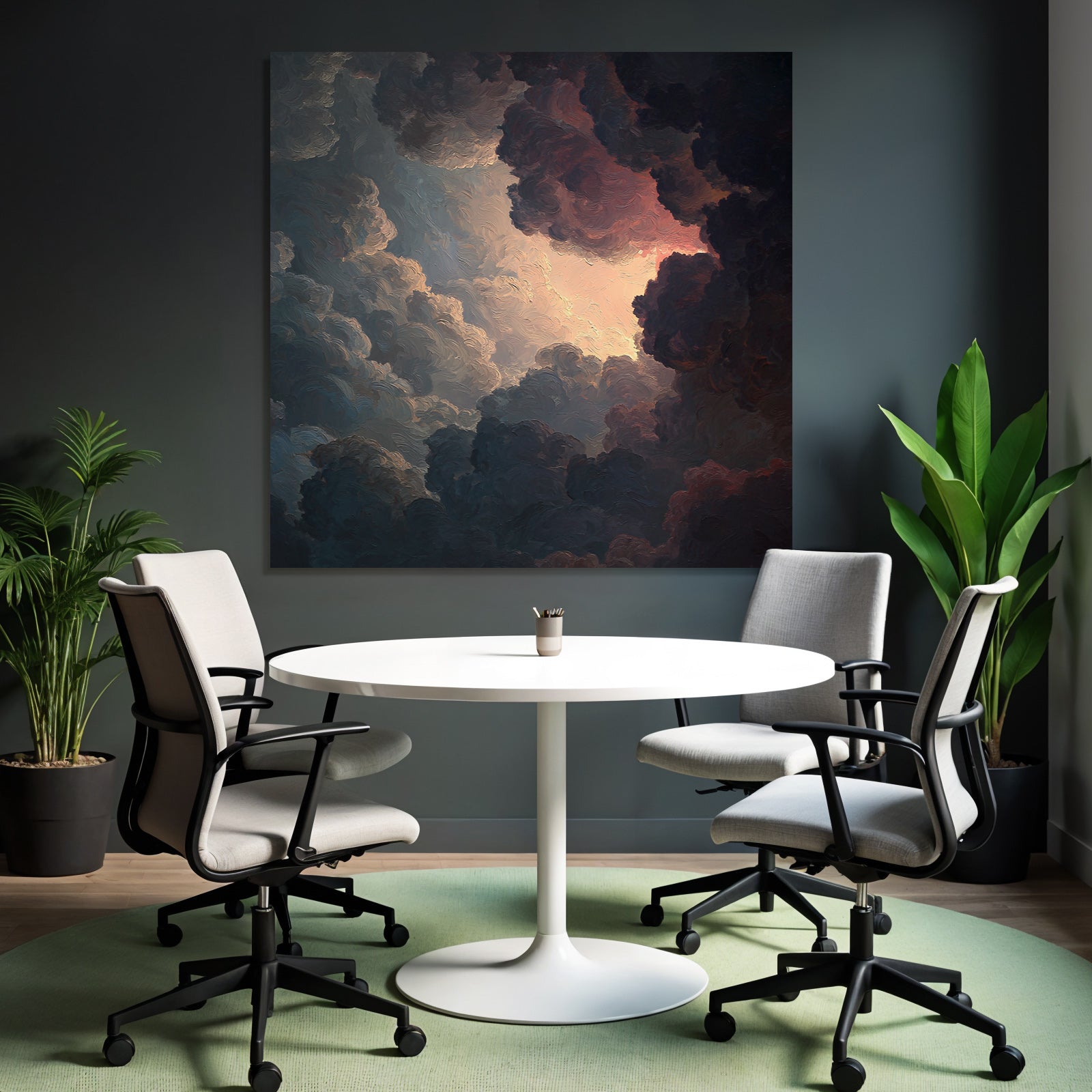 Stilisierte Wolkenmalerei Mit Dramatischem Licht Und Schatten