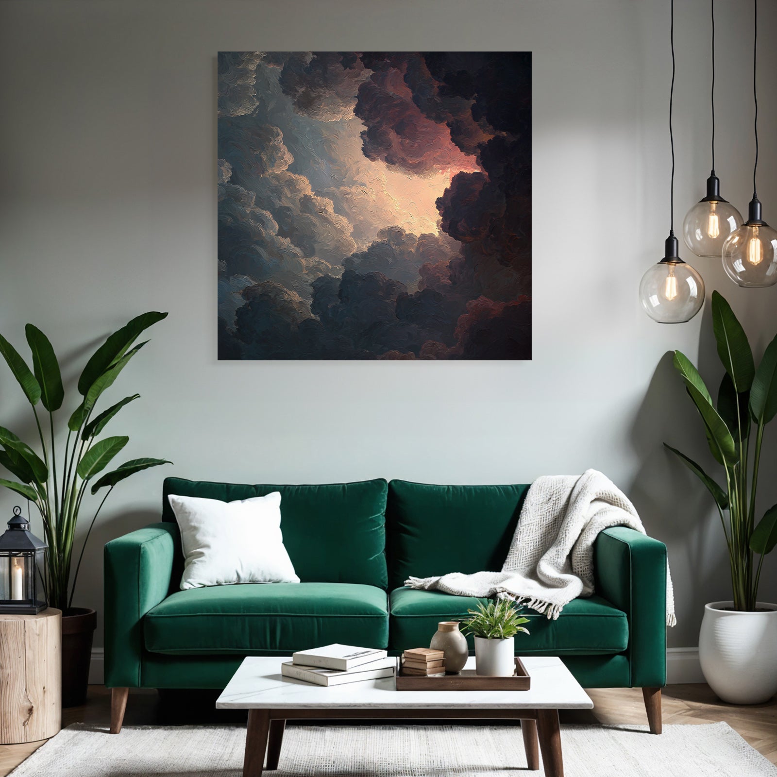 Stilisierte Wolkenmalerei Mit Dramatischem Licht Und Schatten