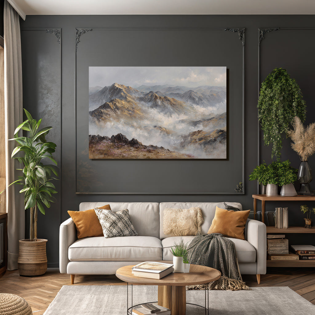 Berglandschaft Mit Wolken Und Blumen