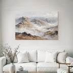 Berglandschaft Mit Wolken Und Blumen