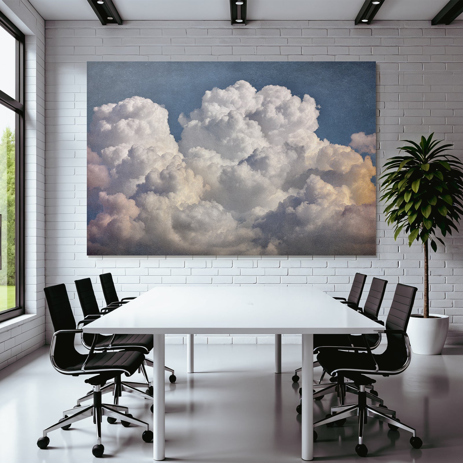 Blaür Himmel Mit Flauschigen Wolken