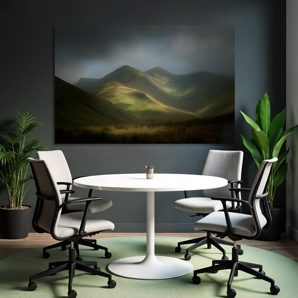Grüne Hügel Und Berglandschaft Im Stimmungsvollen Licht