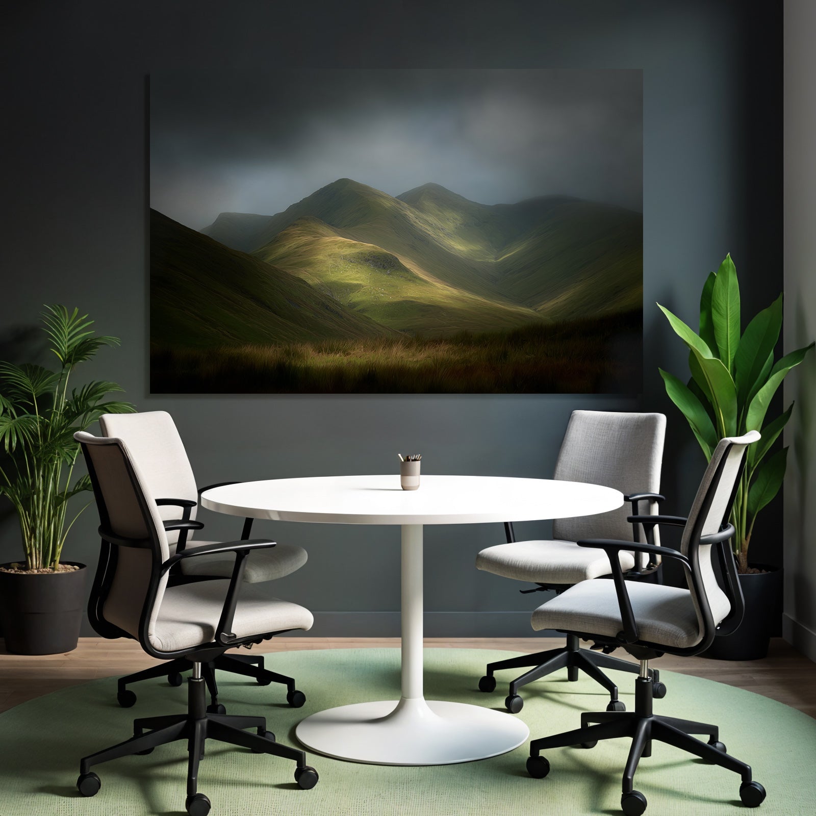 Grüne Hügel Und Berglandschaft Im Stimmungsvollen Licht