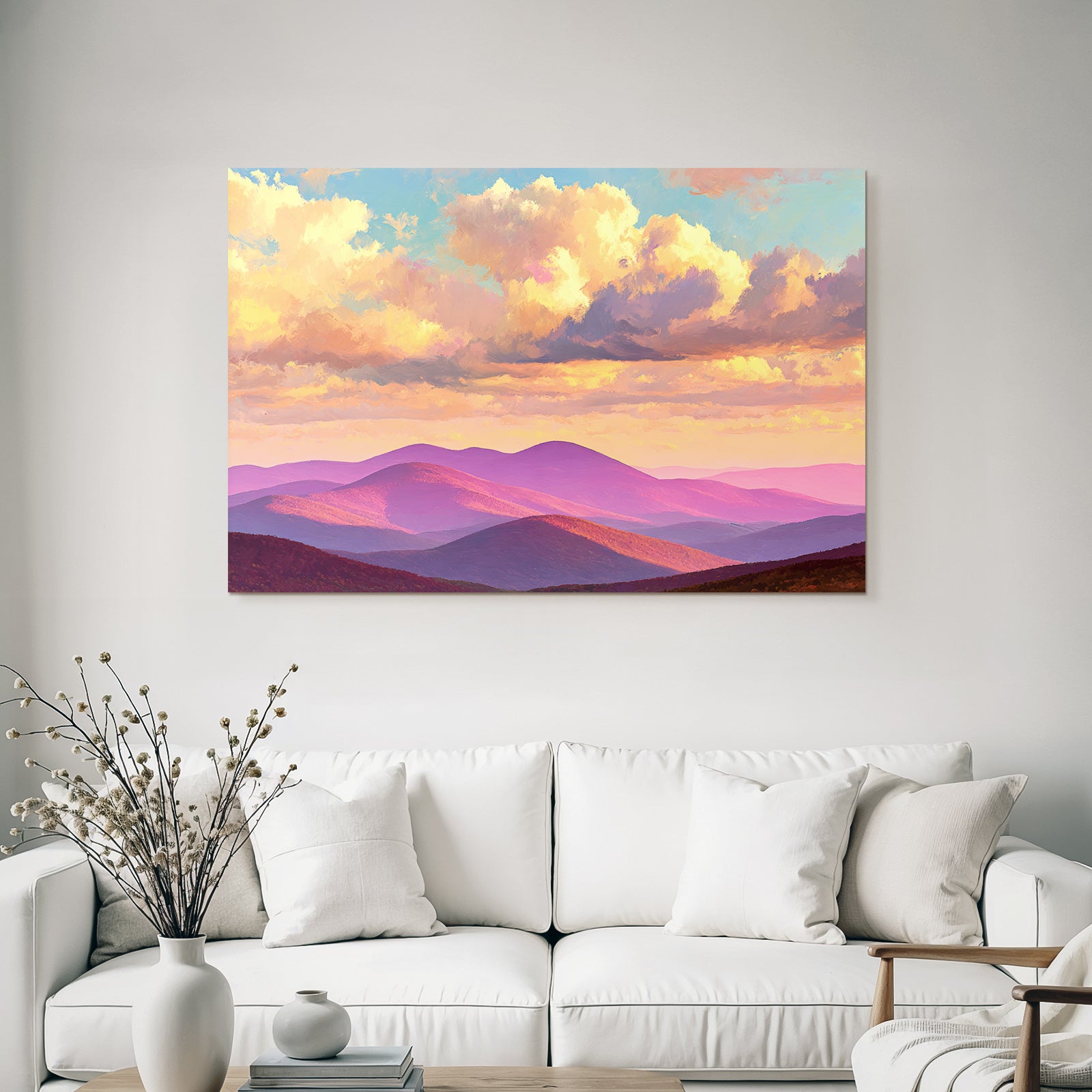 Impressionistische Hügellandschaft Beim Sonnenuntergang