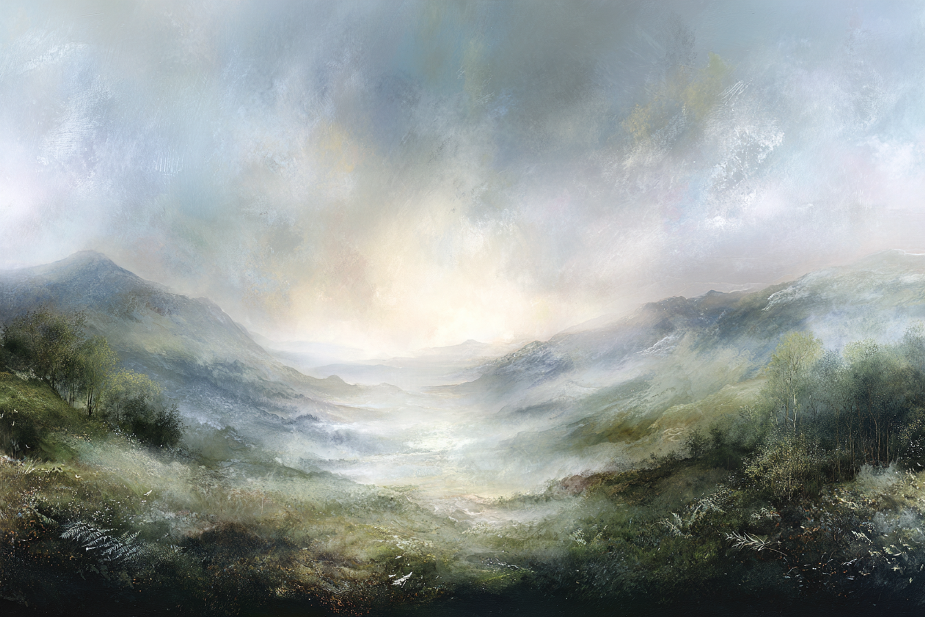 Morgennebel Im Bergtal | Himmel und Wolken | Natur