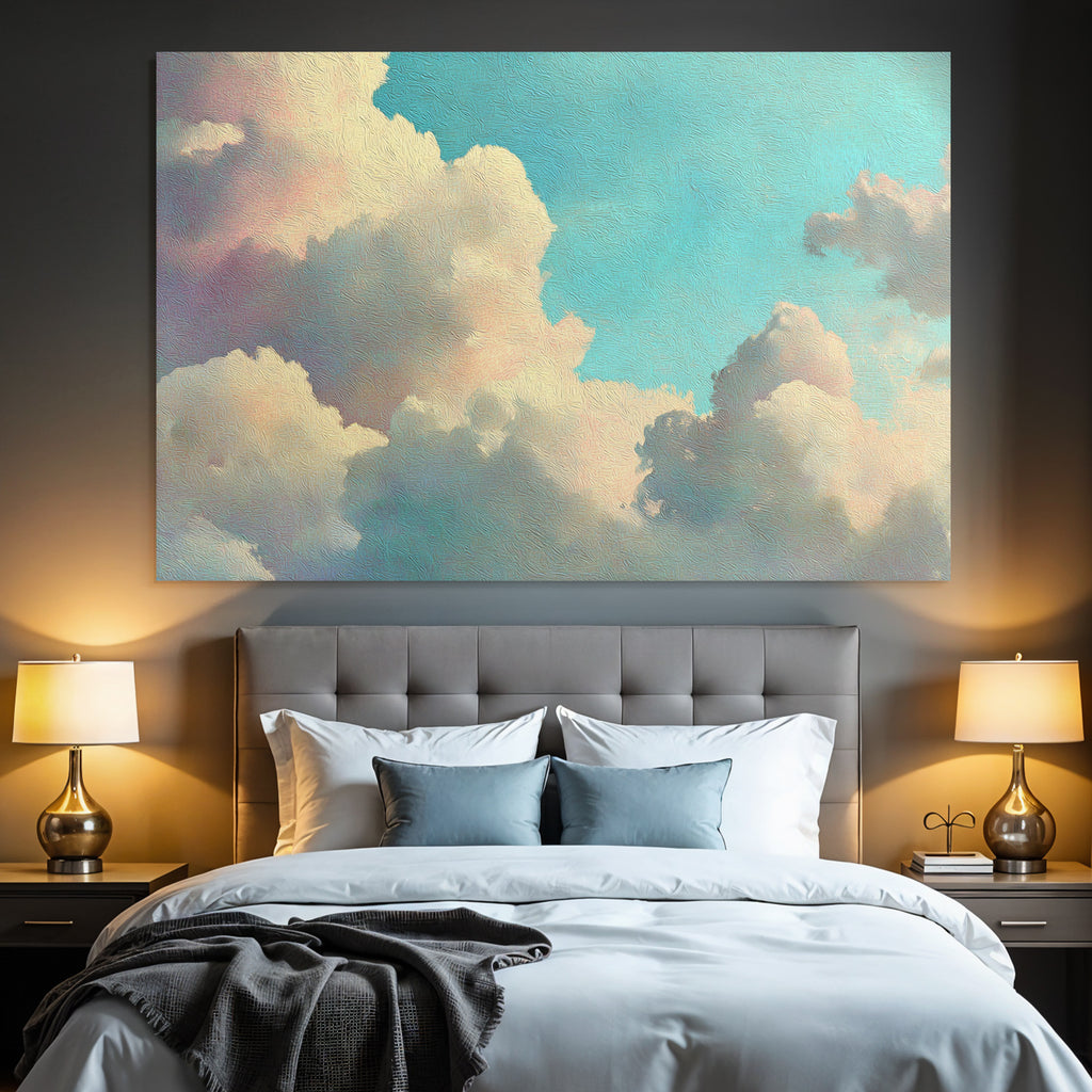 Sanfter Himmel Mit Farbverlauf Und Fluffigen Wolken