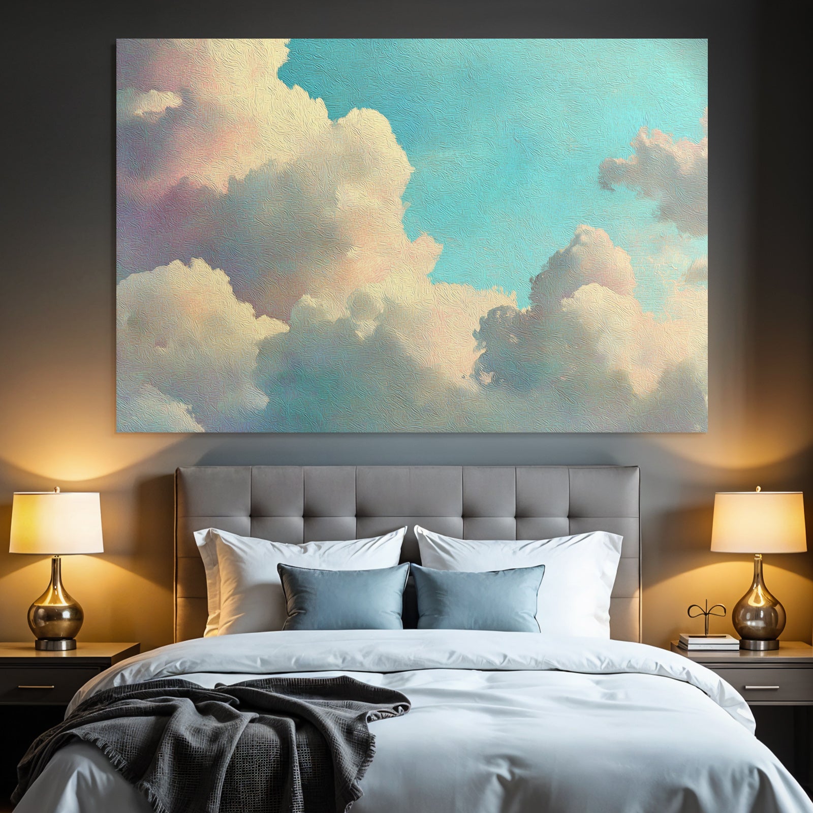 Sanfter Himmel Mit Farbverlauf Und Fluffigen Wolken