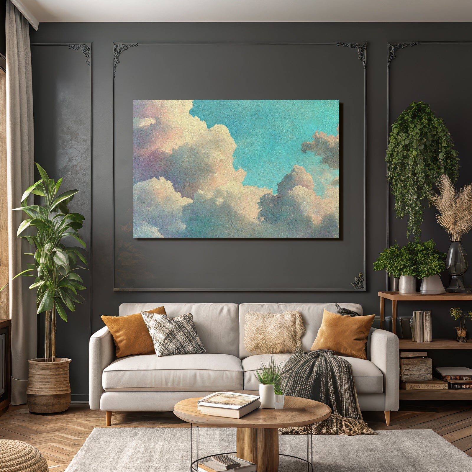 Sanfter Himmel Mit Farbverlauf Und Fluffigen Wolken