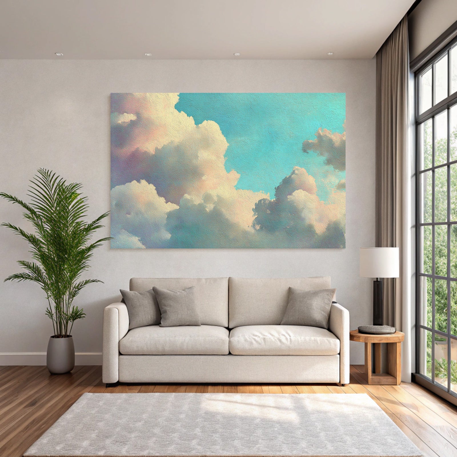 Sanfter Himmel Mit Farbverlauf Und Fluffigen Wolken
