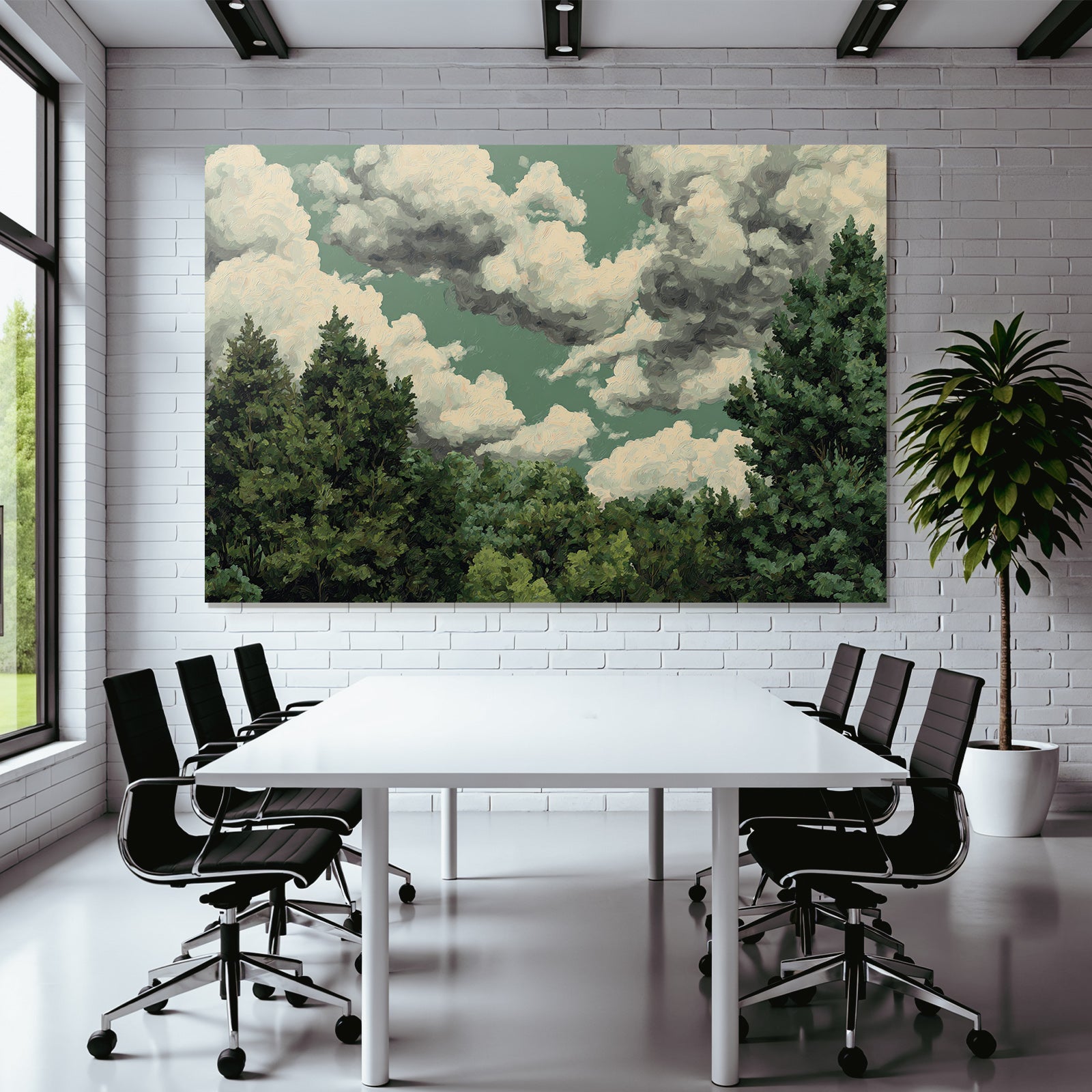 Wolkenhimmel Über Grünem Wald