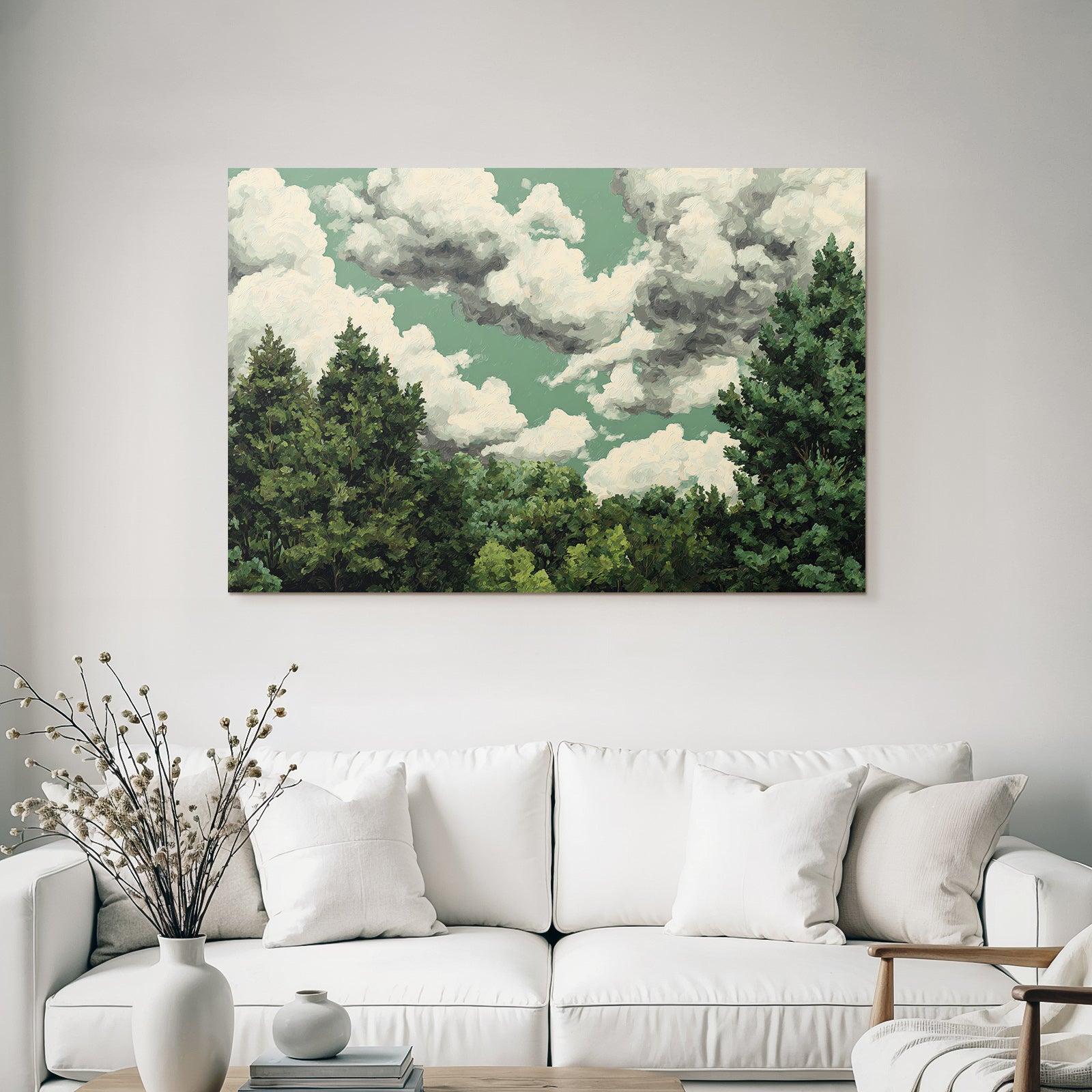 Wolkenhimmel Über Grünem Wald