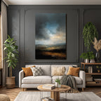 Atmosphärische Abstrakte Landschaft Mit Wolkenverhangenem Himmel Und Erdfarbenen Tönen