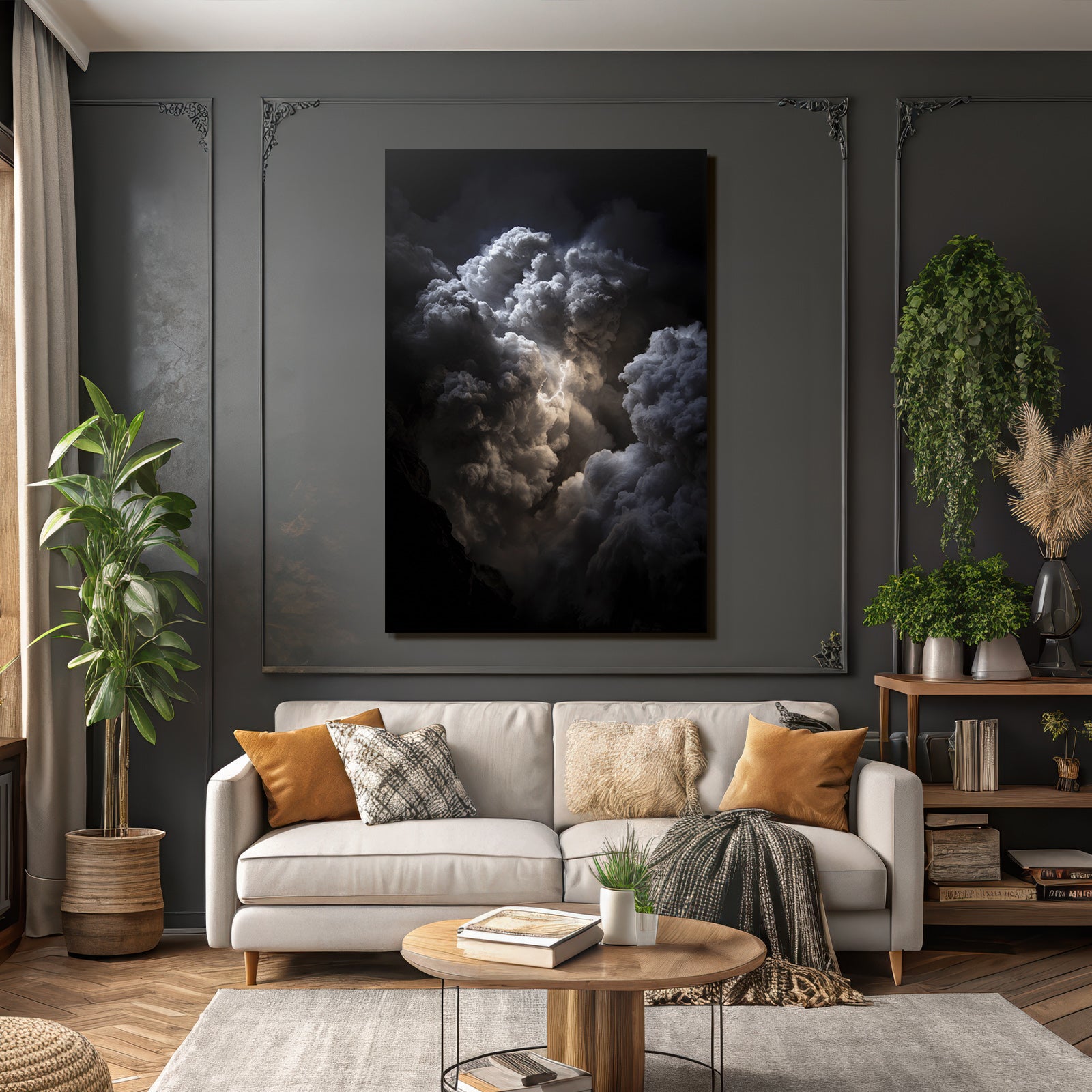 Dramatische Wolkenformation Mit Blitz