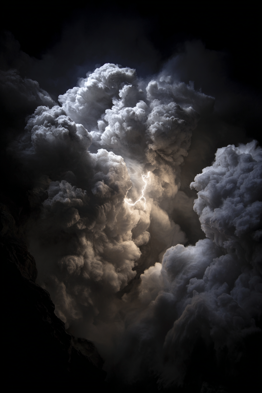 Dramatische Wolkenformation Mit Blitz | Nahaufnahmen | Natur