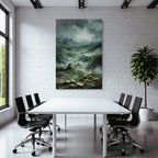 Entdecker In Surrealer Pilzlandschaft Unter Sturmwolken