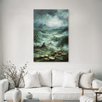 Entdecker In Surrealer Pilzlandschaft Unter Sturmwolken
