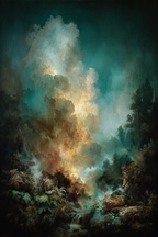 Mystische Landschaft Mit Mystischem Nebel Und Felsformationen | Nahaufnahmen | Natur