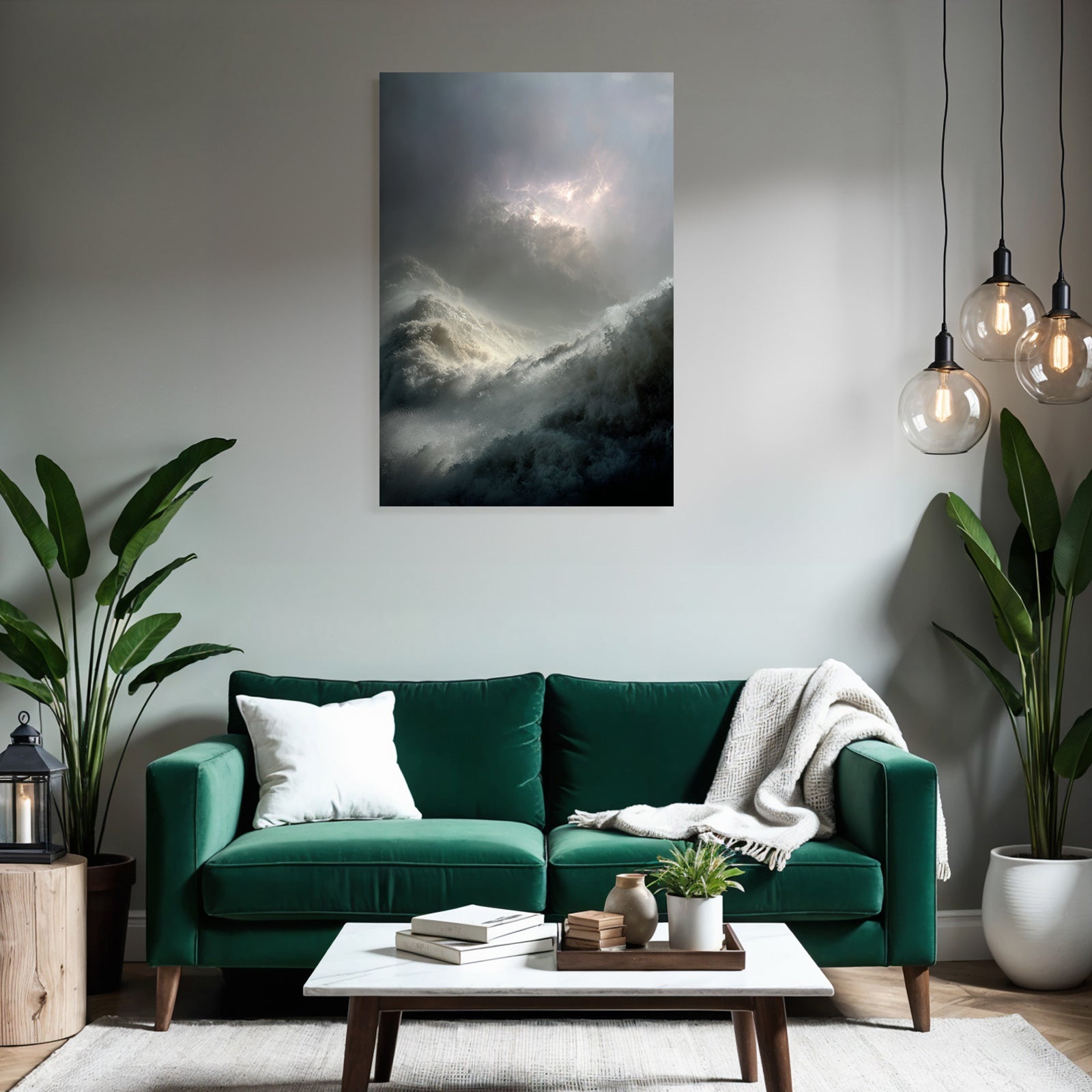Sturmmeer Wilde Wellen Unter Gewitterhimmel