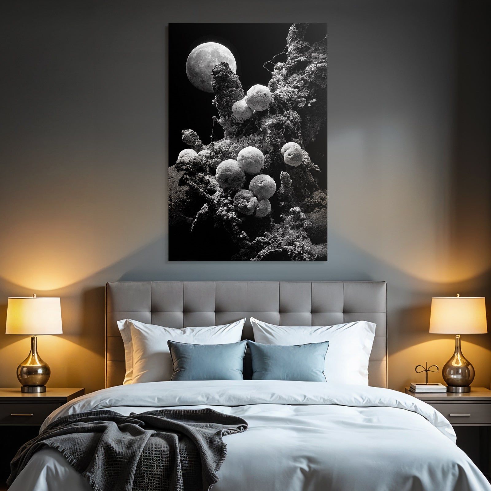 Surreales Mondlicht Und Mikroorganismenlandschaft