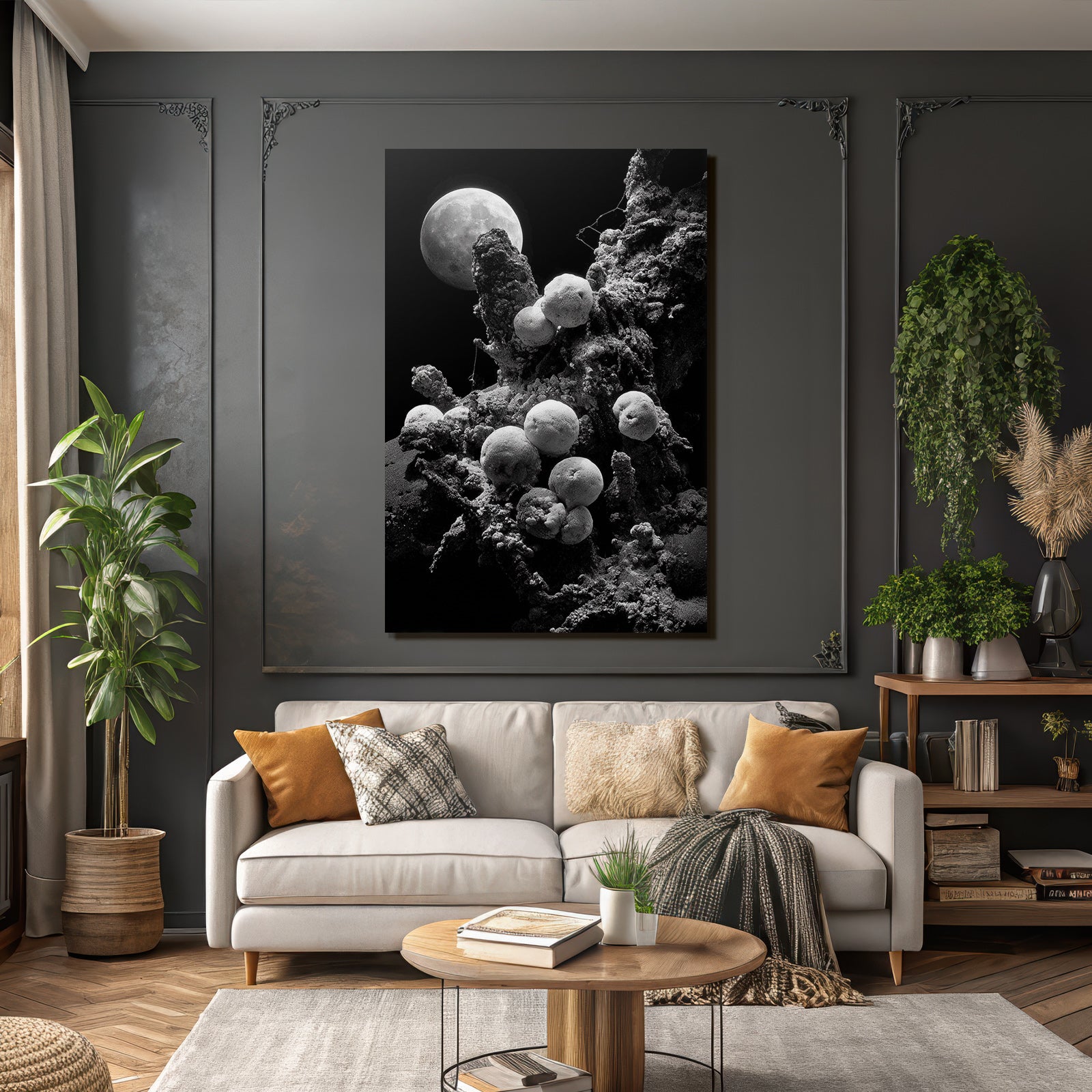 Surreales Mondlicht Und Mikroorganismenlandschaft