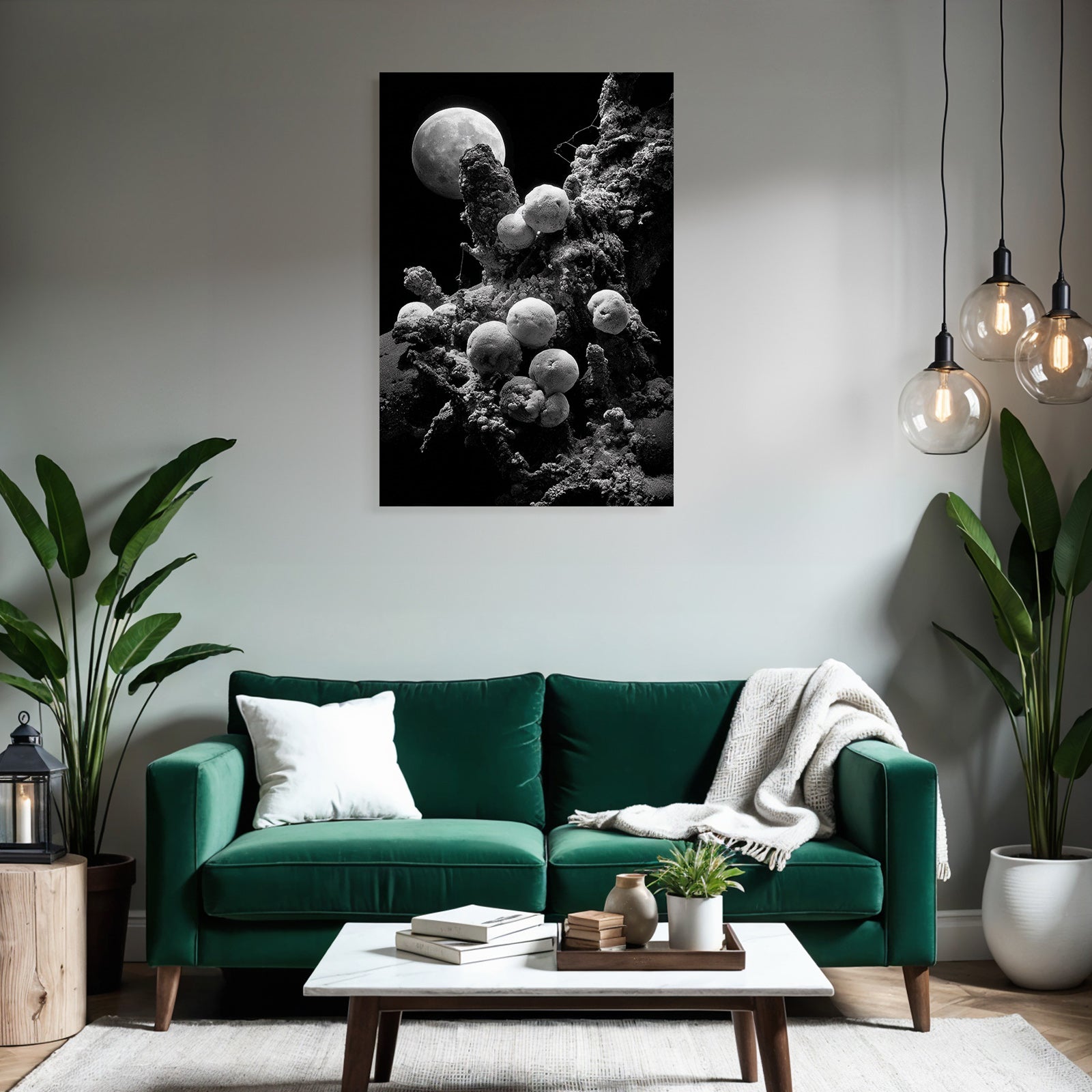 Surreales Mondlicht Und Mikroorganismenlandschaft