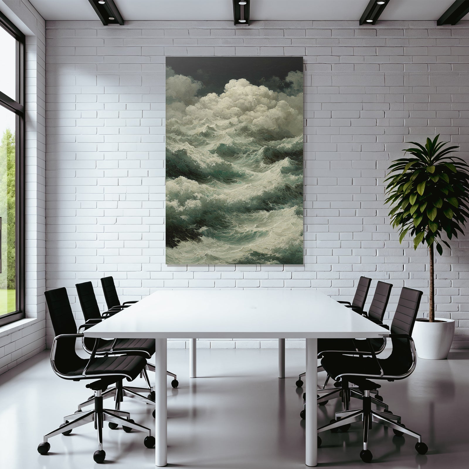 Tosende Wellen Unter Bedrohlichem Himmel