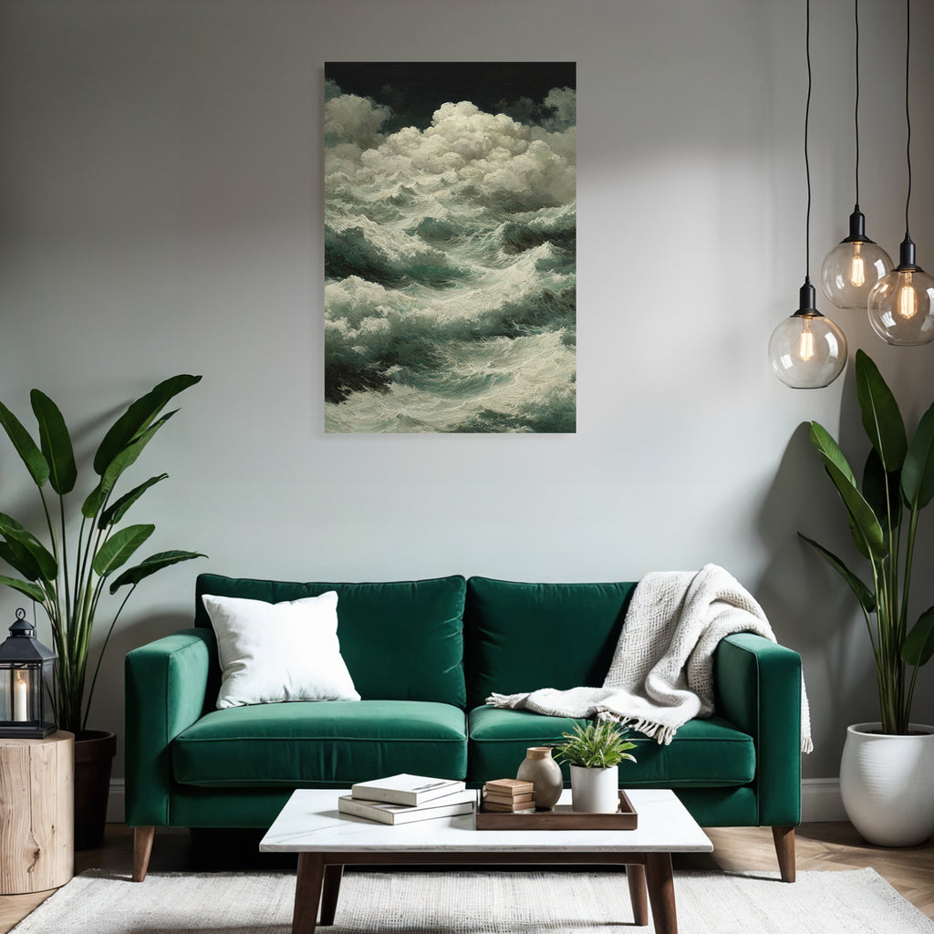 Tosende Wellen Unter Bedrohlichem Himmel