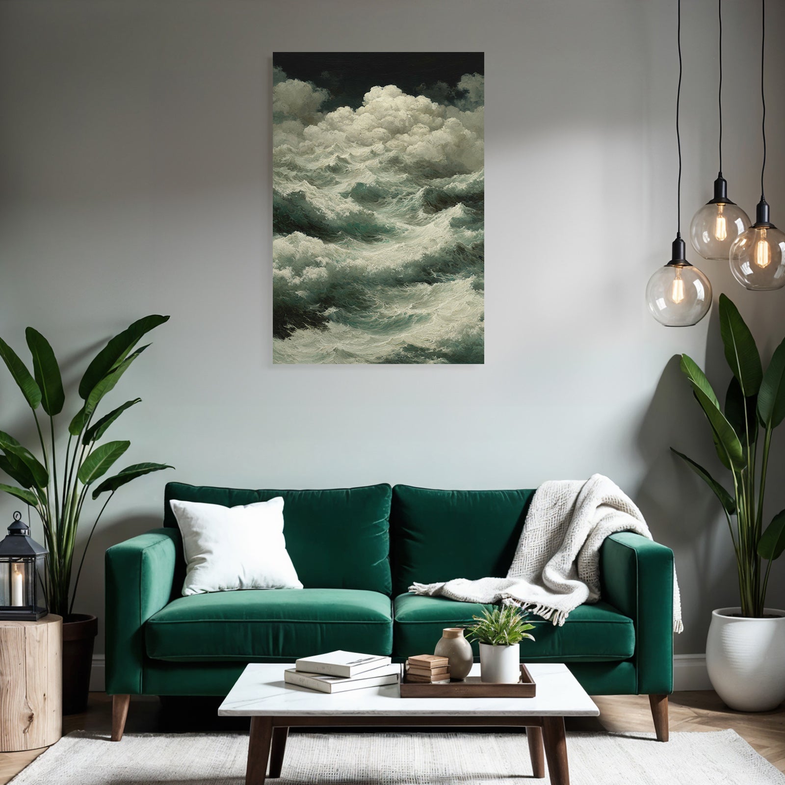 Tosende Wellen Unter Bedrohlichem Himmel