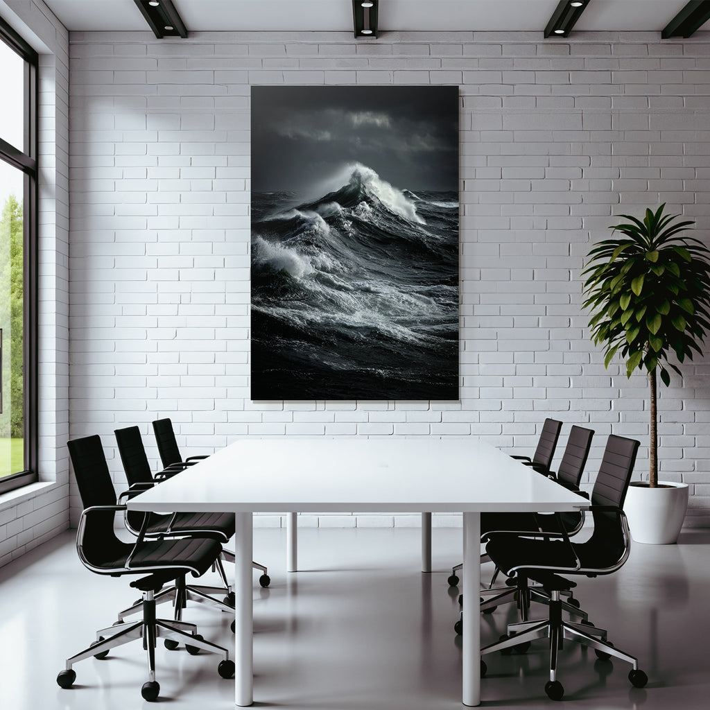 Turbulente Ozeanwellen Unter Dunklem Wolkigen Himmel