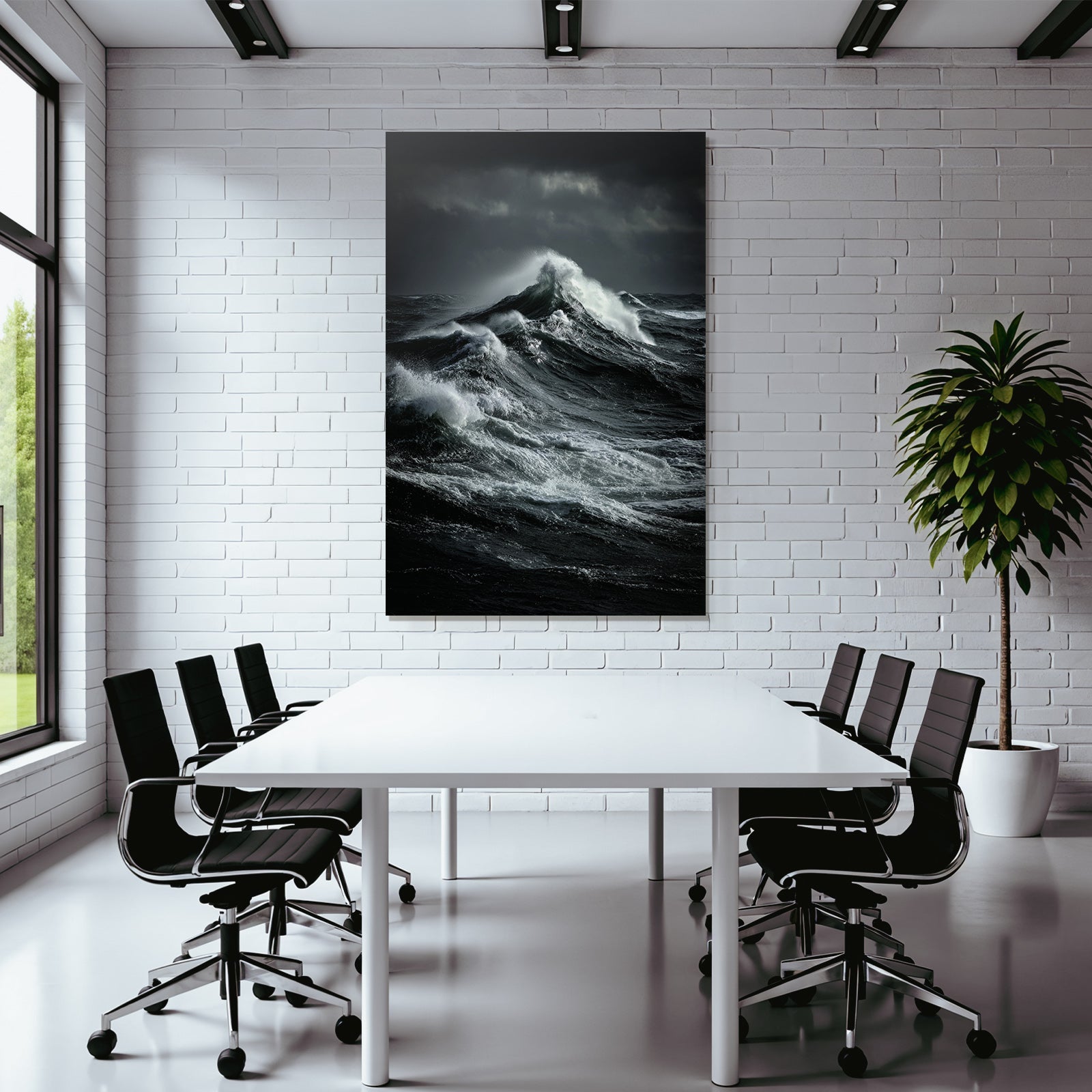 Turbulente Ozeanwellen Unter Dunklem Wolkigen Himmel