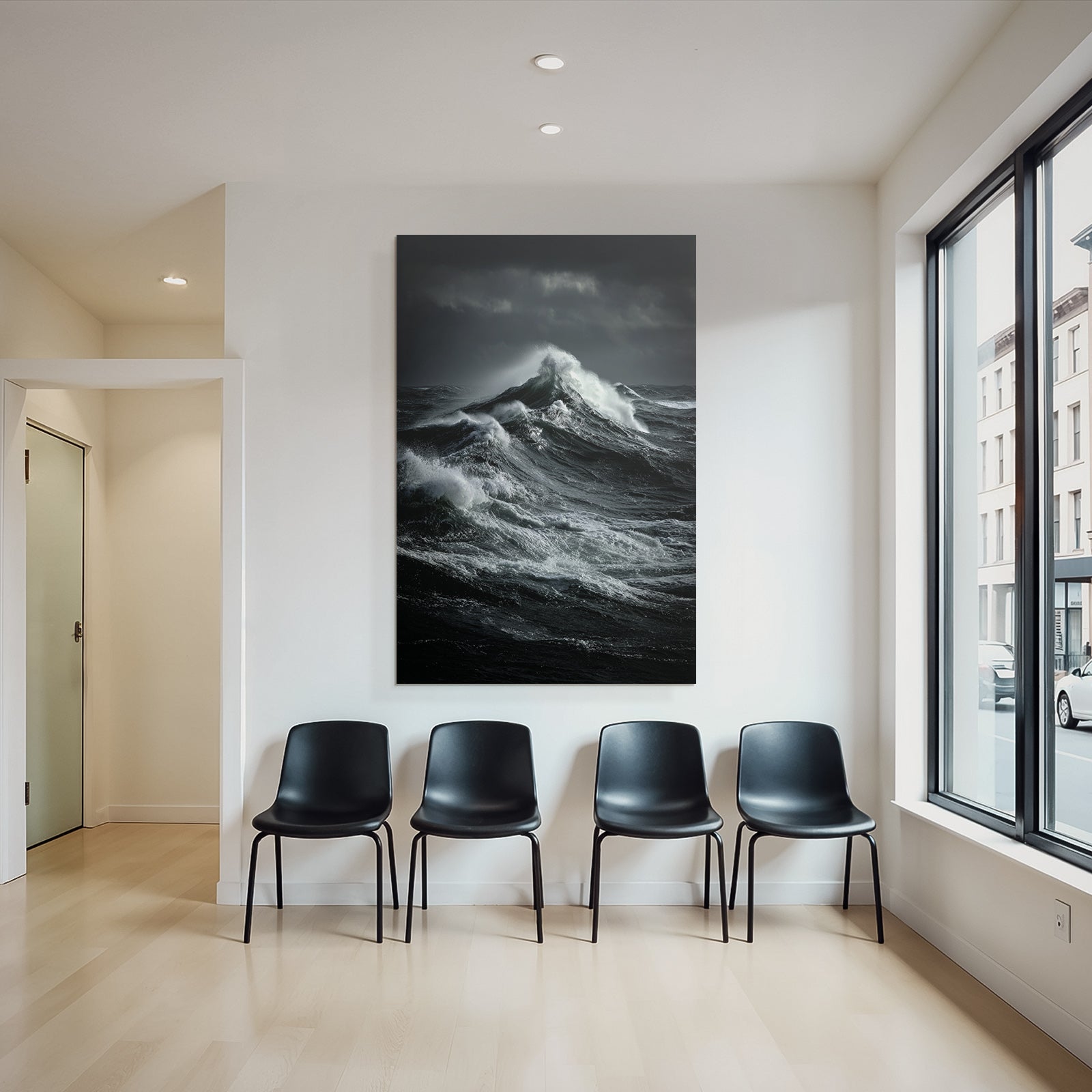 Turbulente Ozeanwellen Unter Dunklem Wolkigen Himmel